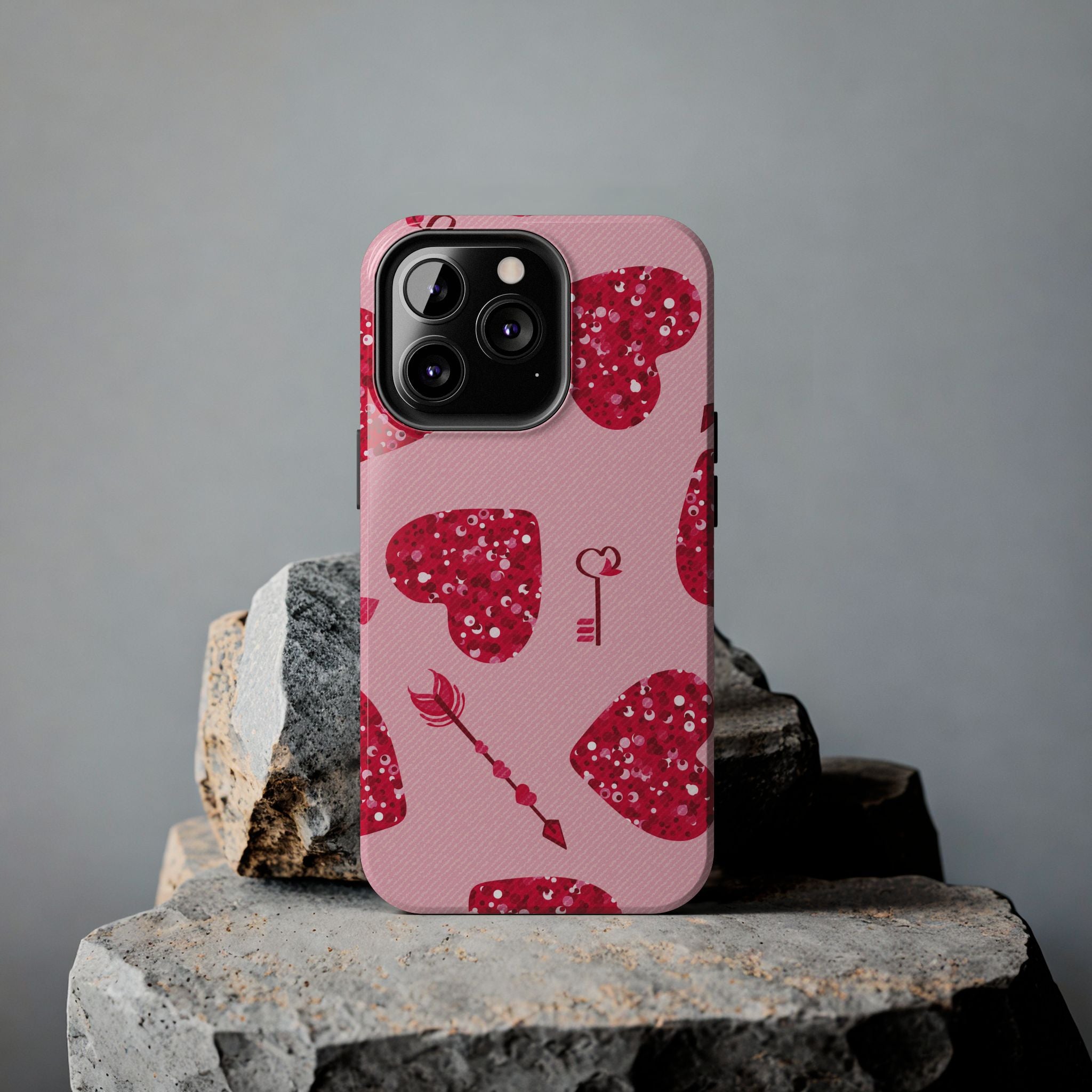 Sparkling Red Hearts Phone Case (Apple & Android)