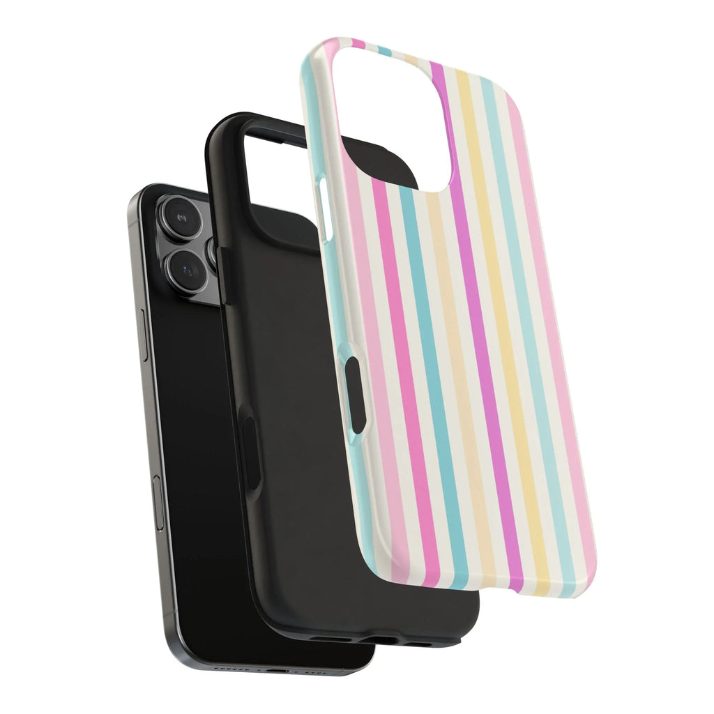 Pastel Candy Stripes Phone Cases (Apple & Android) - Pink Sweetheart