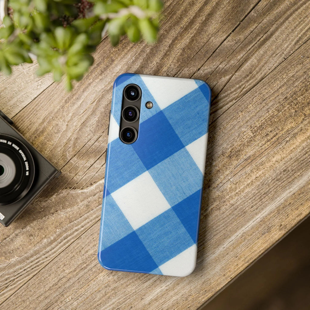 Classic Blue Gingham Phone Case (Apple & Android) - Pink Sweetheart