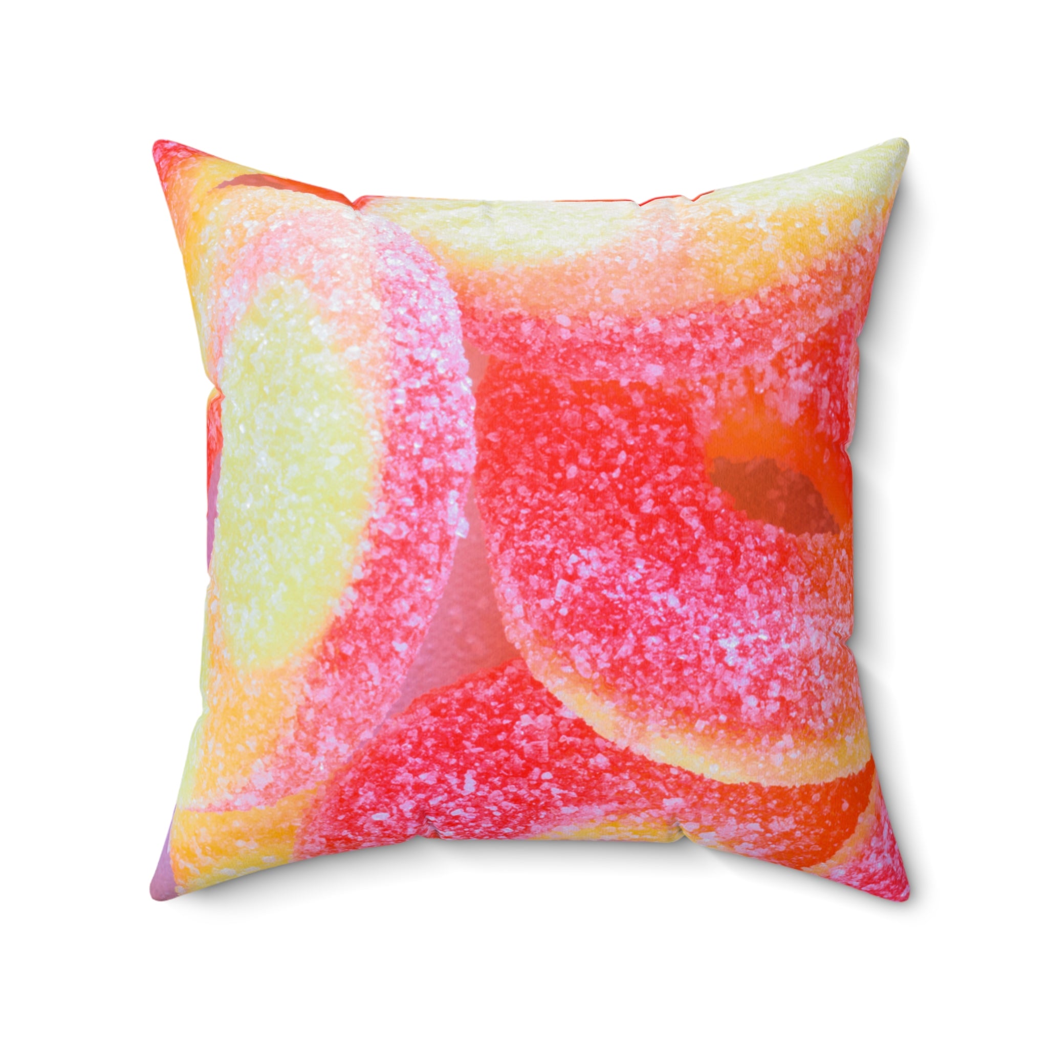 Sweet Peach Candy Rings Square Pillow