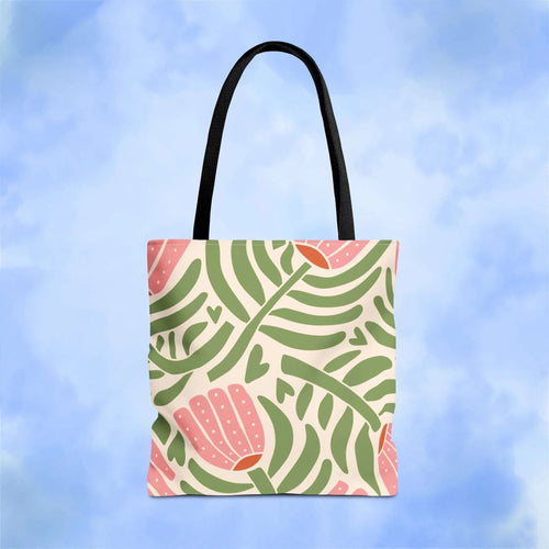70s Retro Botanicals Tote Bag - Pink Sweetheart