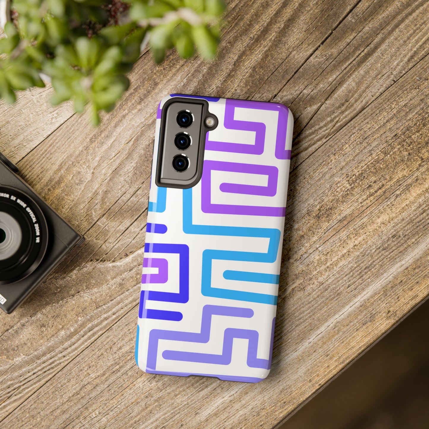 Abstract Neon Maze Phone Case