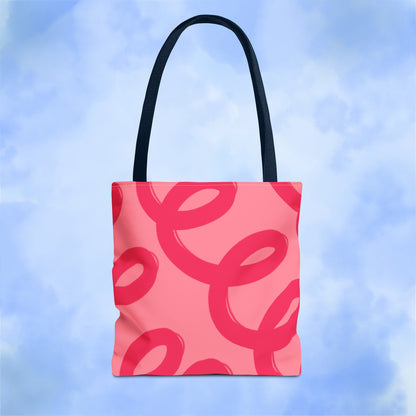 Red Spiral Loops Tote Bag