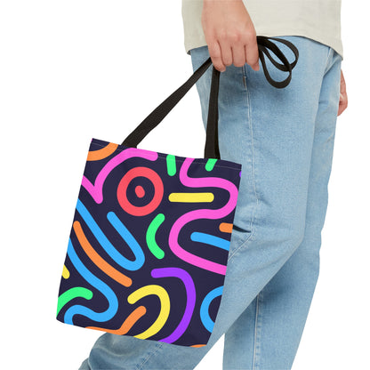 Neon Doodle Swirls Tote Bag