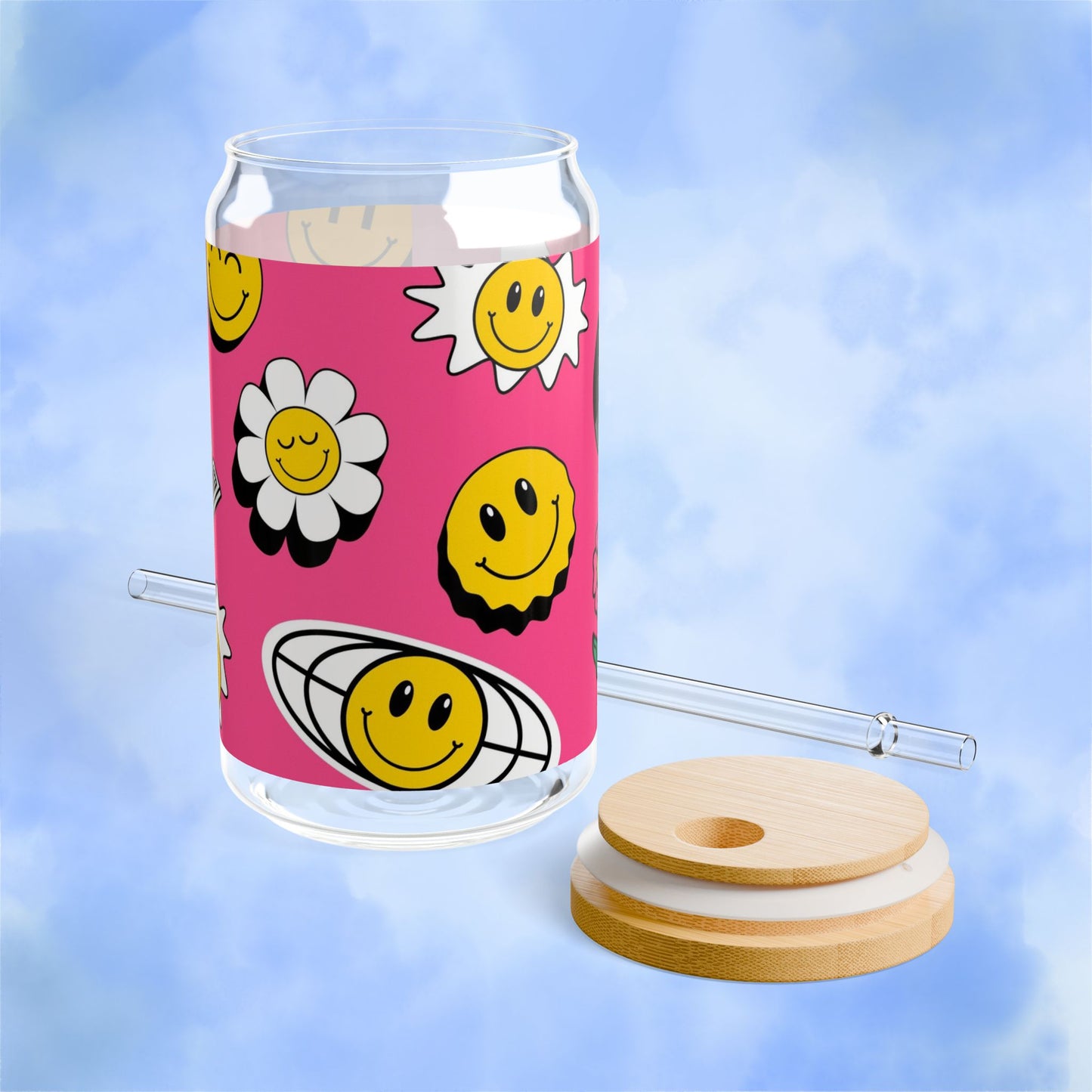 Retro Smiles Sipper Glass, 16oz