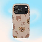 Boho Brown Bear Phone Case (Apple & Android) - Pink Sweetheart