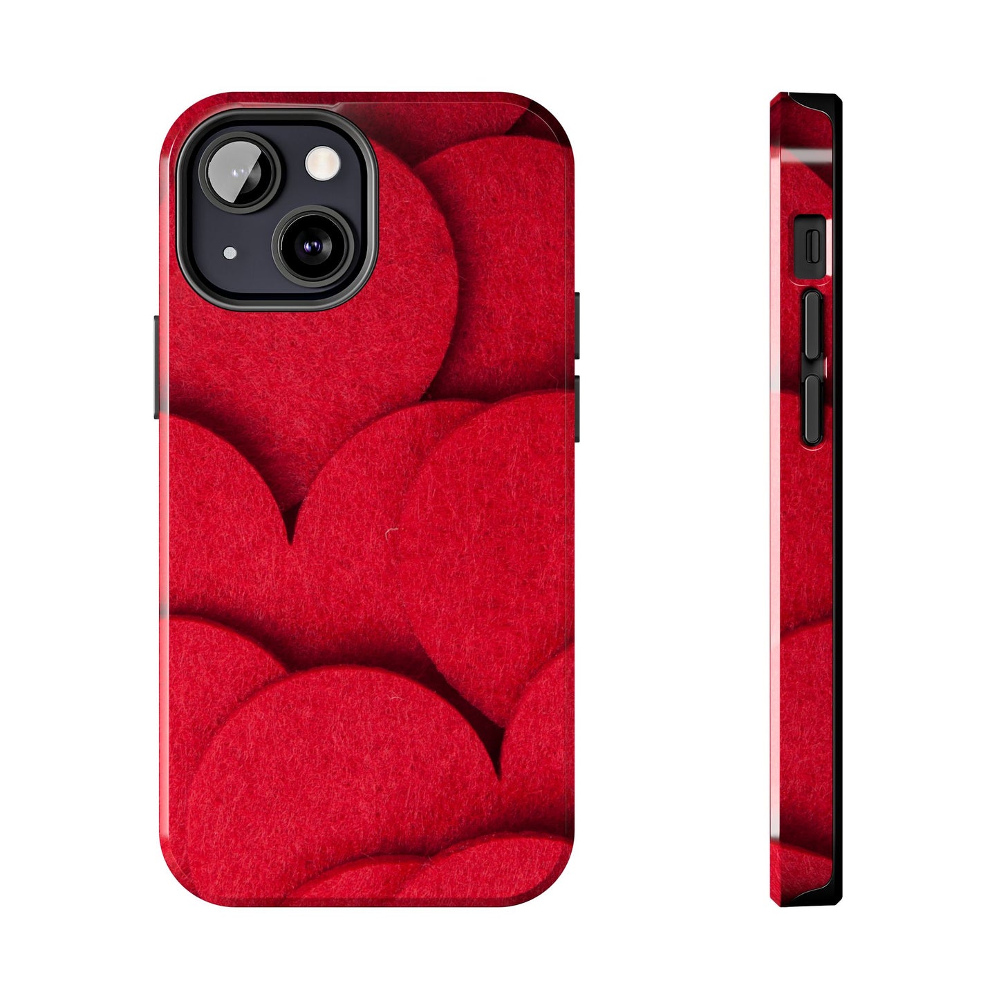 Big Red Felt Hearts Phone Case