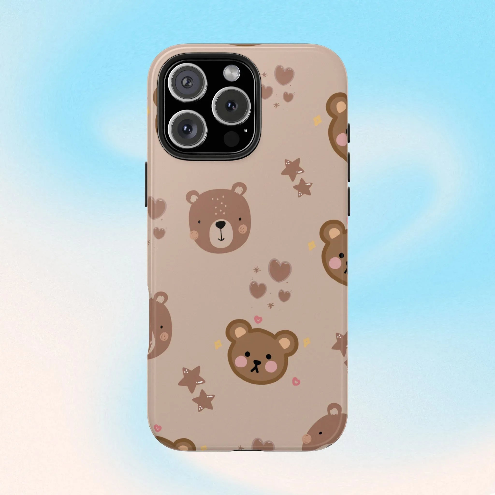 Boho Brown Bear Phone Case (Apple & Android) - Pink Sweetheart