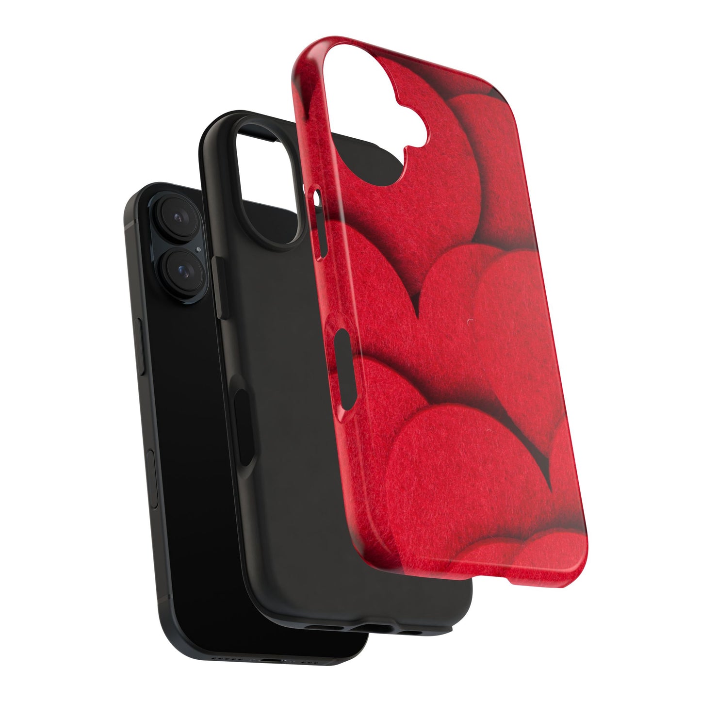 Big Red Felt Hearts Phone Case