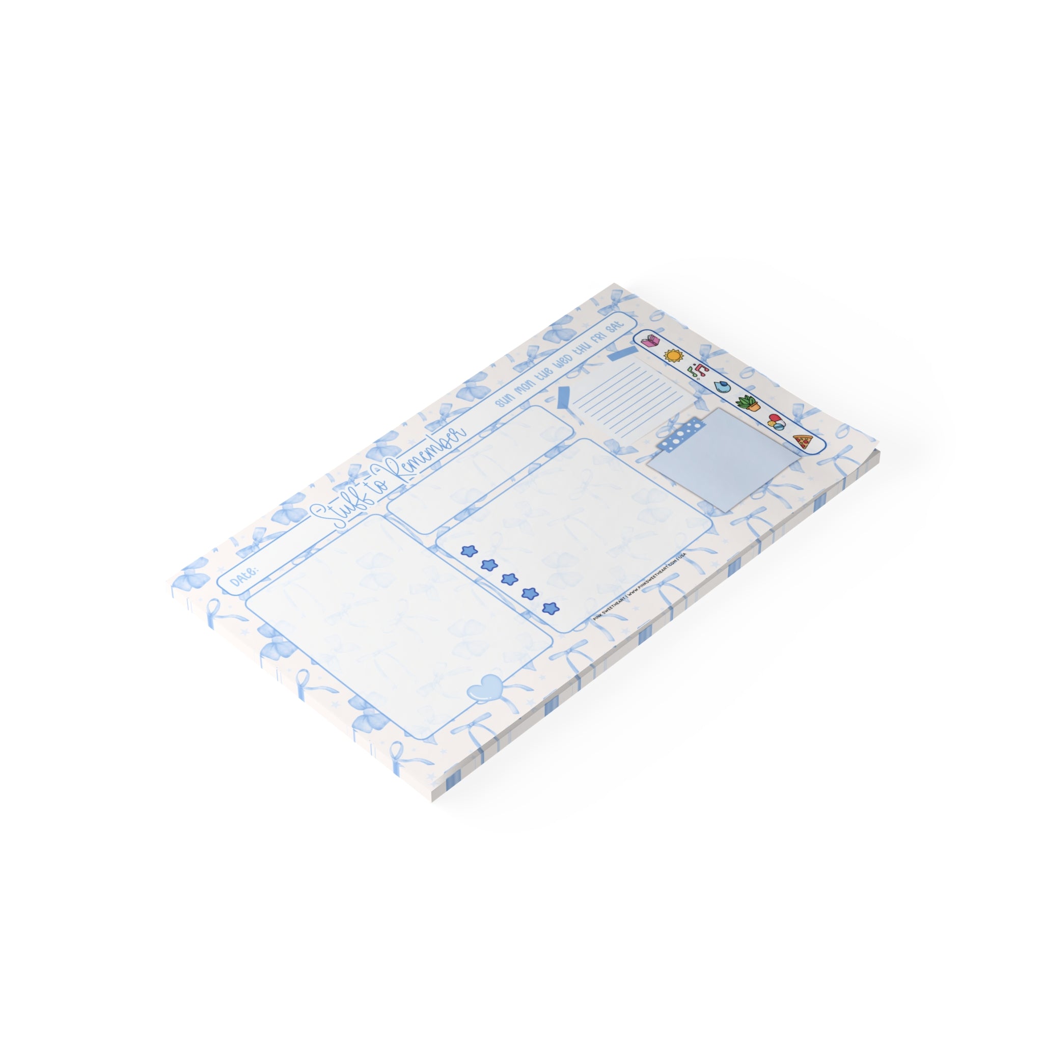 Blue Bow Ribbons Sticky Note Pad