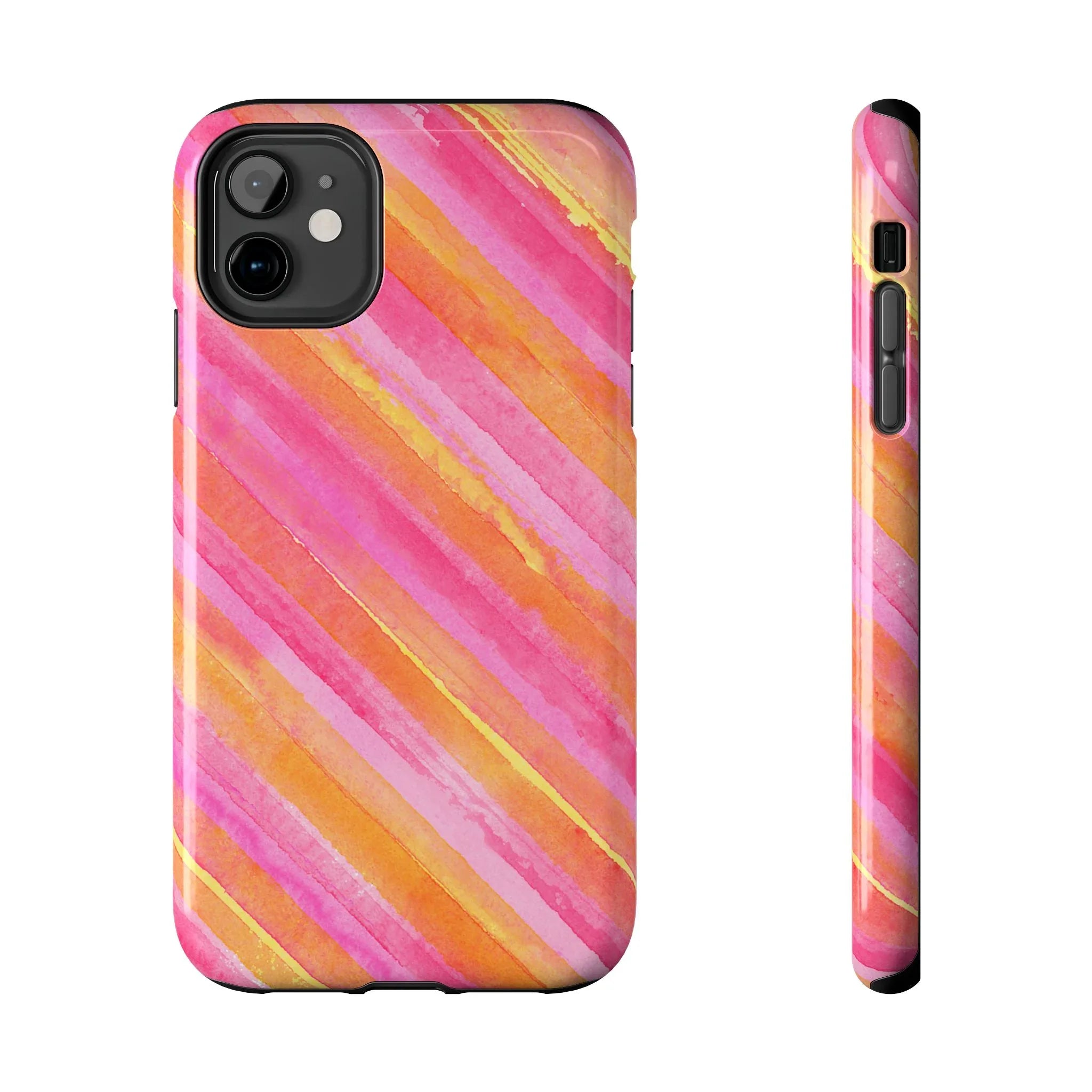 Pink Lemon Stripes Phone Case (Apple & Android) - Pink Sweetheart