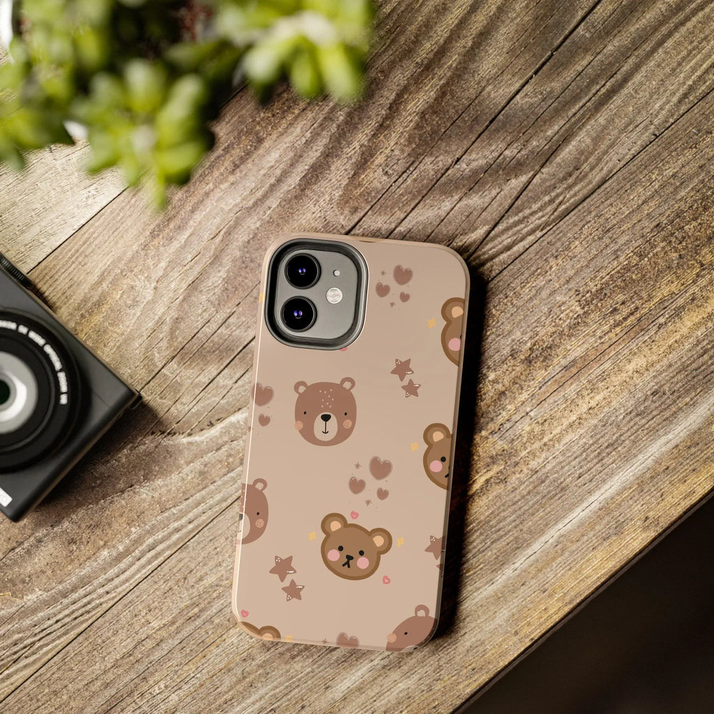 Boho Brown Bear Phone Case (Apple & Android) - Pink Sweetheart