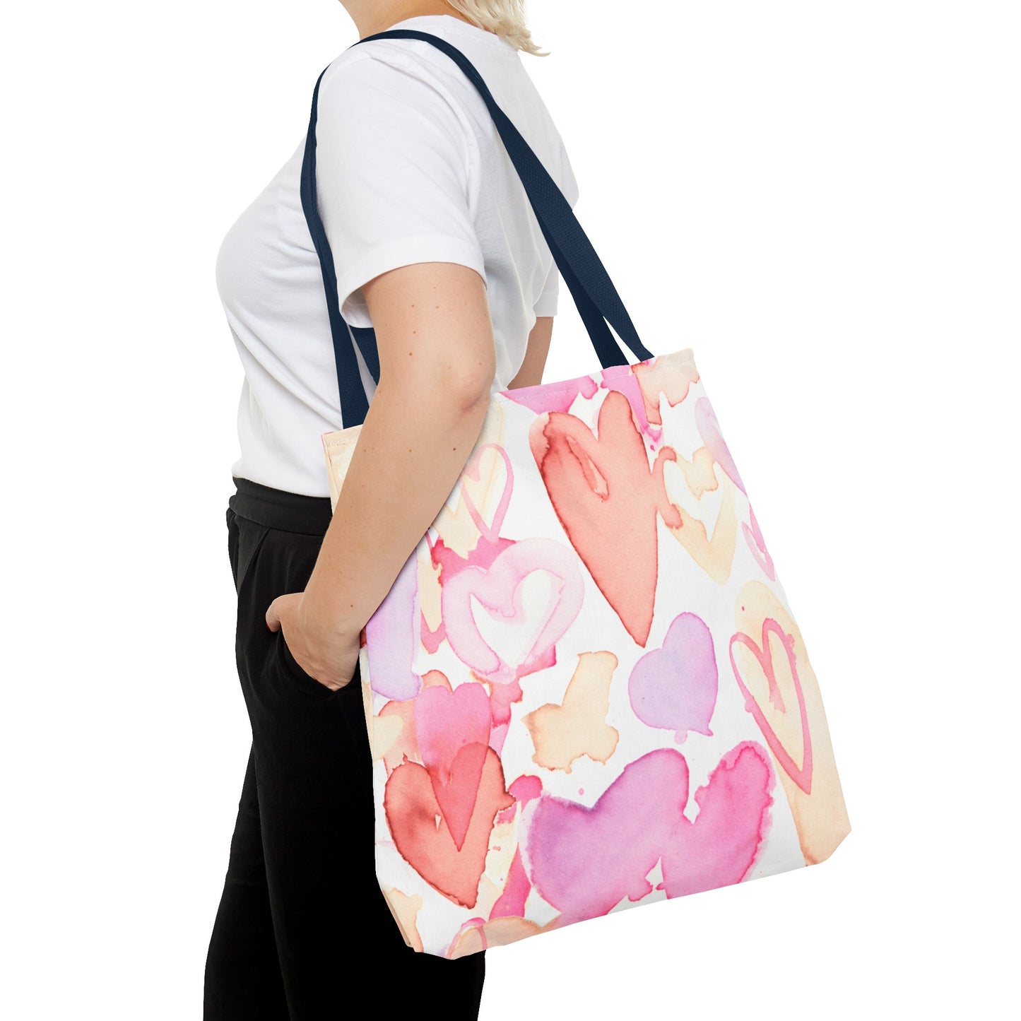 Watercolor Valentine Hearts Tote Bag