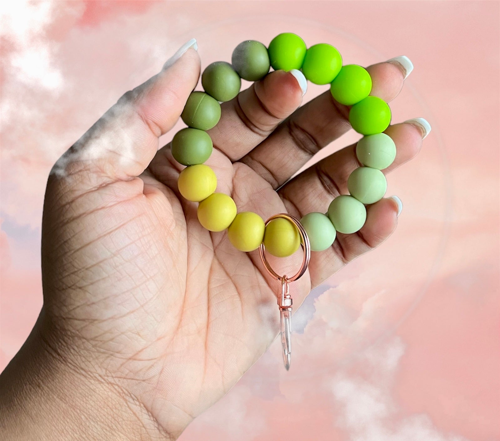 Monochromatic Chunky Silicone Wristlet Keychain 1pc