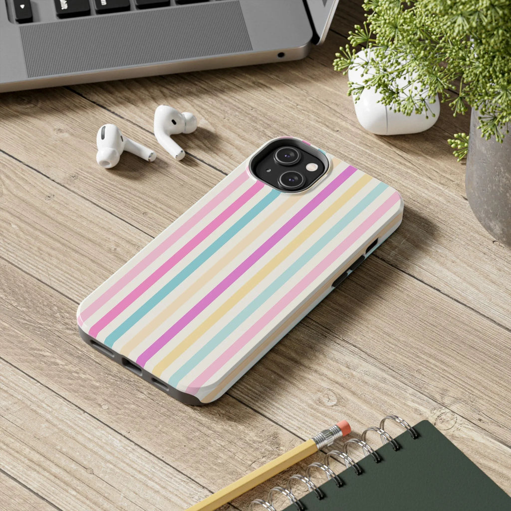 Pastel Candy Stripes Phone Cases (Apple & Android) - Pink Sweetheart