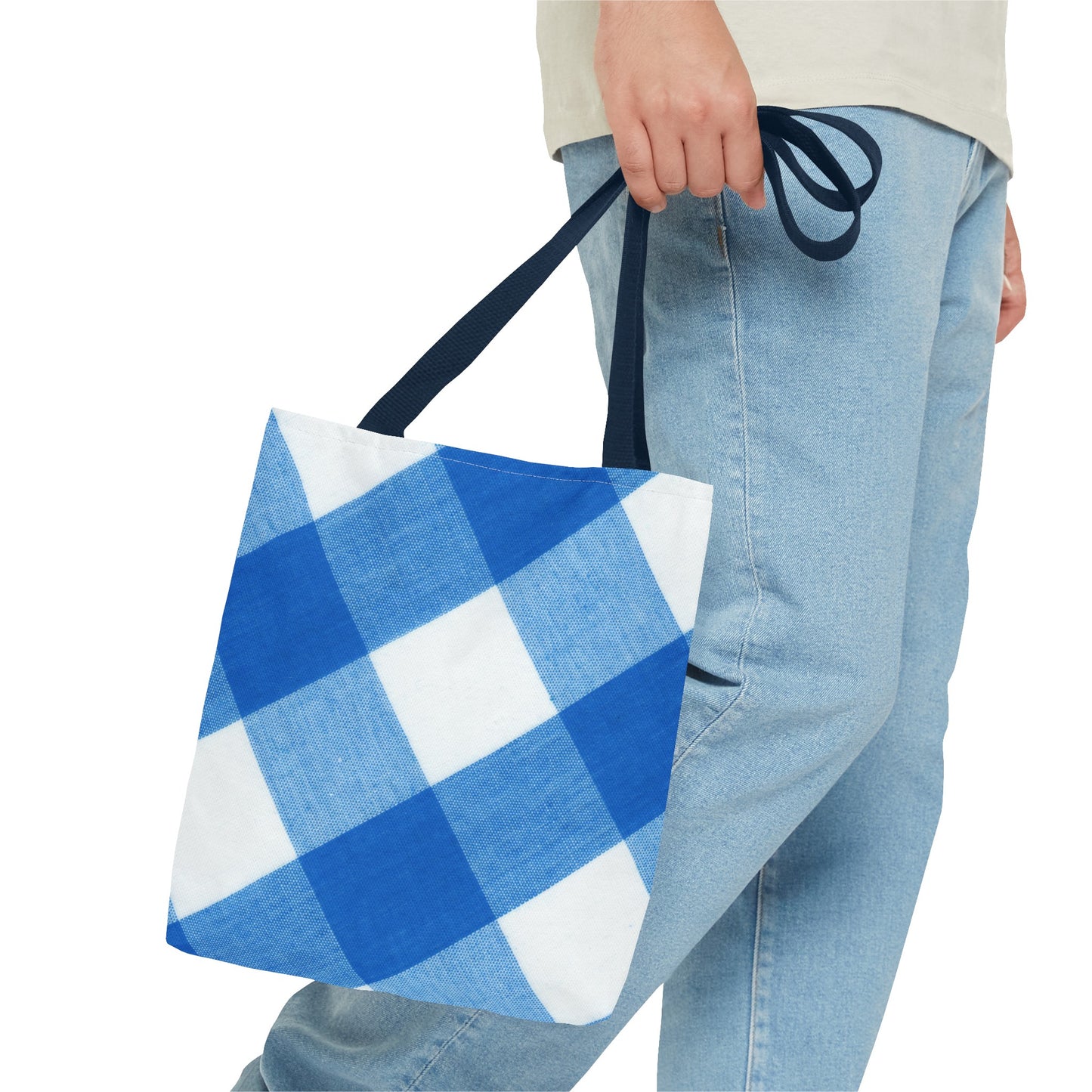 Chic Blue Gingham Tote Bag