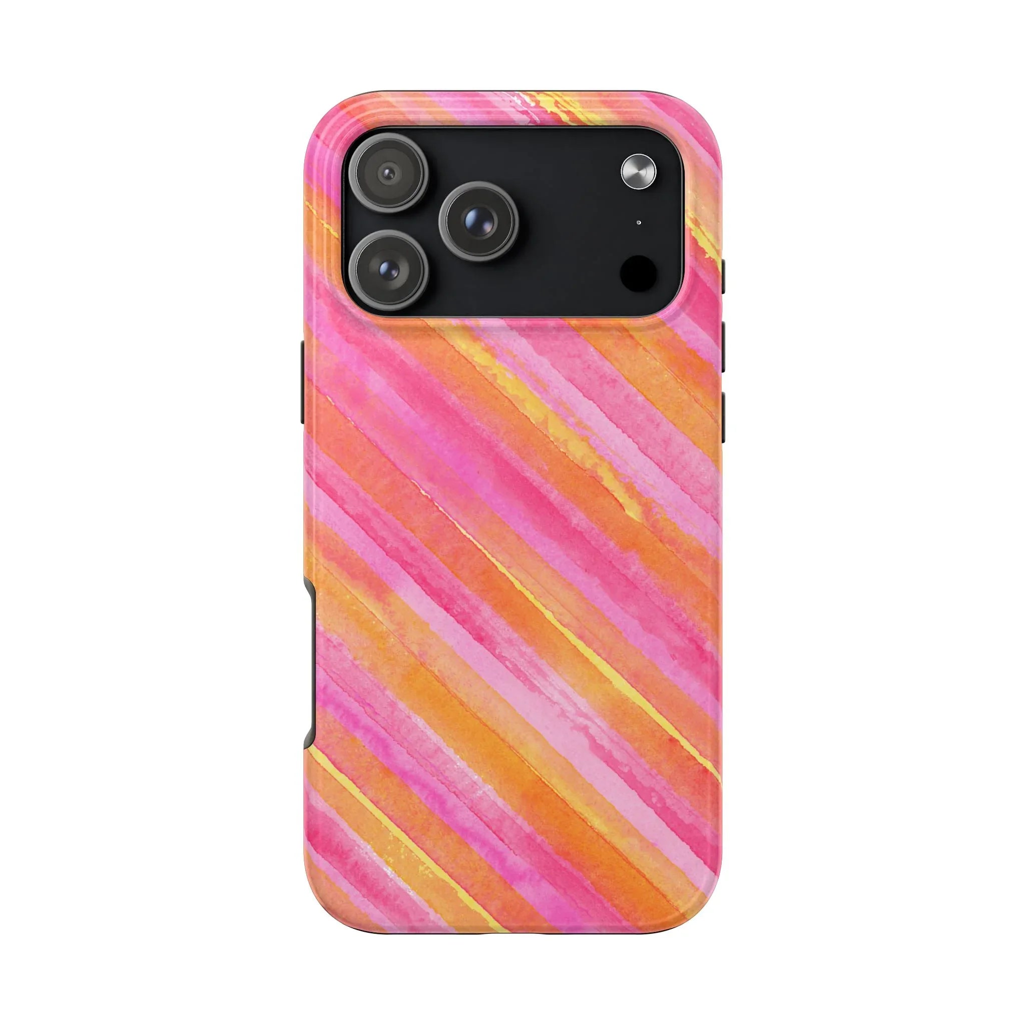 Pink Lemon Stripes Phone Case (Apple & Android) - Pink Sweetheart