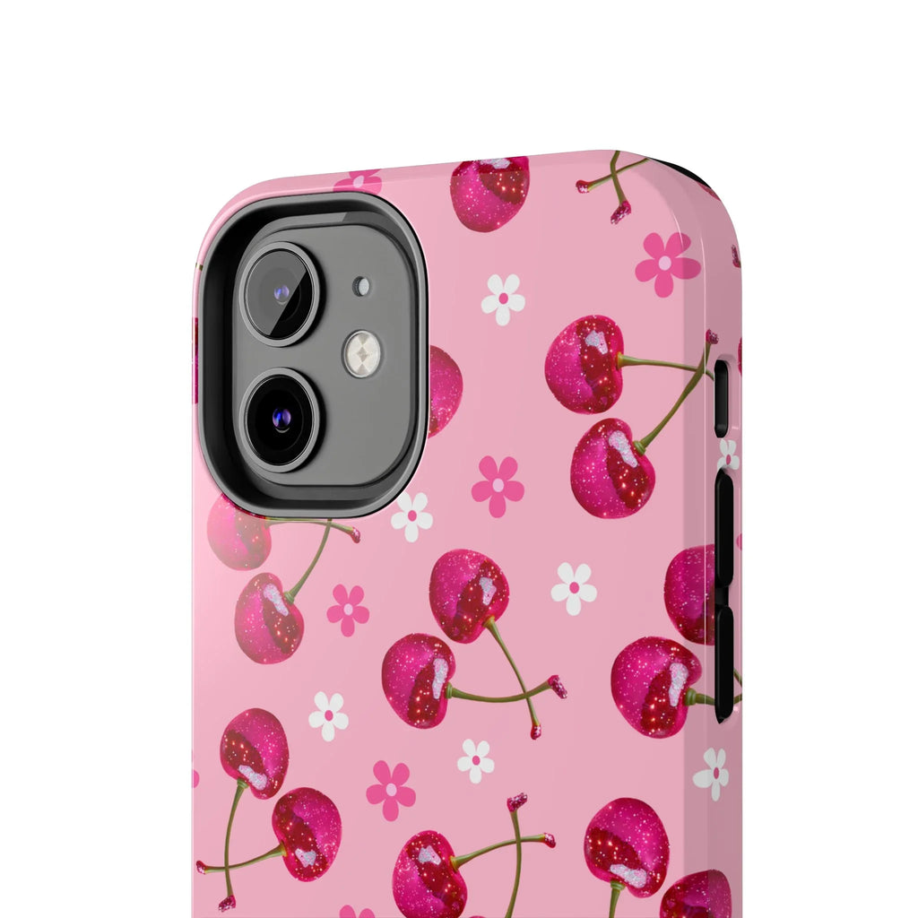 Pink Cherry Sparkle Pattern Tough Phone Case (Apple & Android) - Pink Sweetheart