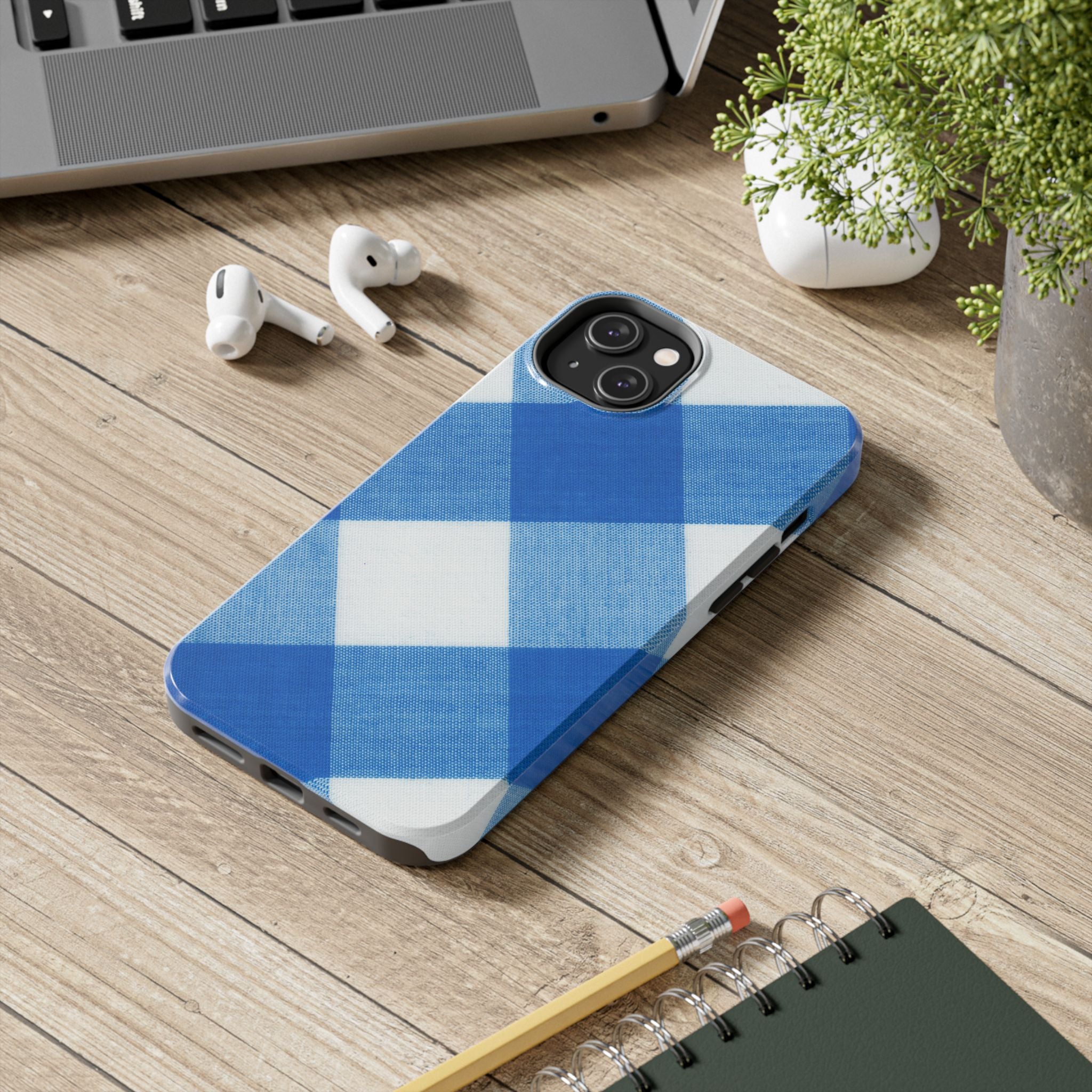 Classic Blue Gingham Phone Case (Apple & Android)