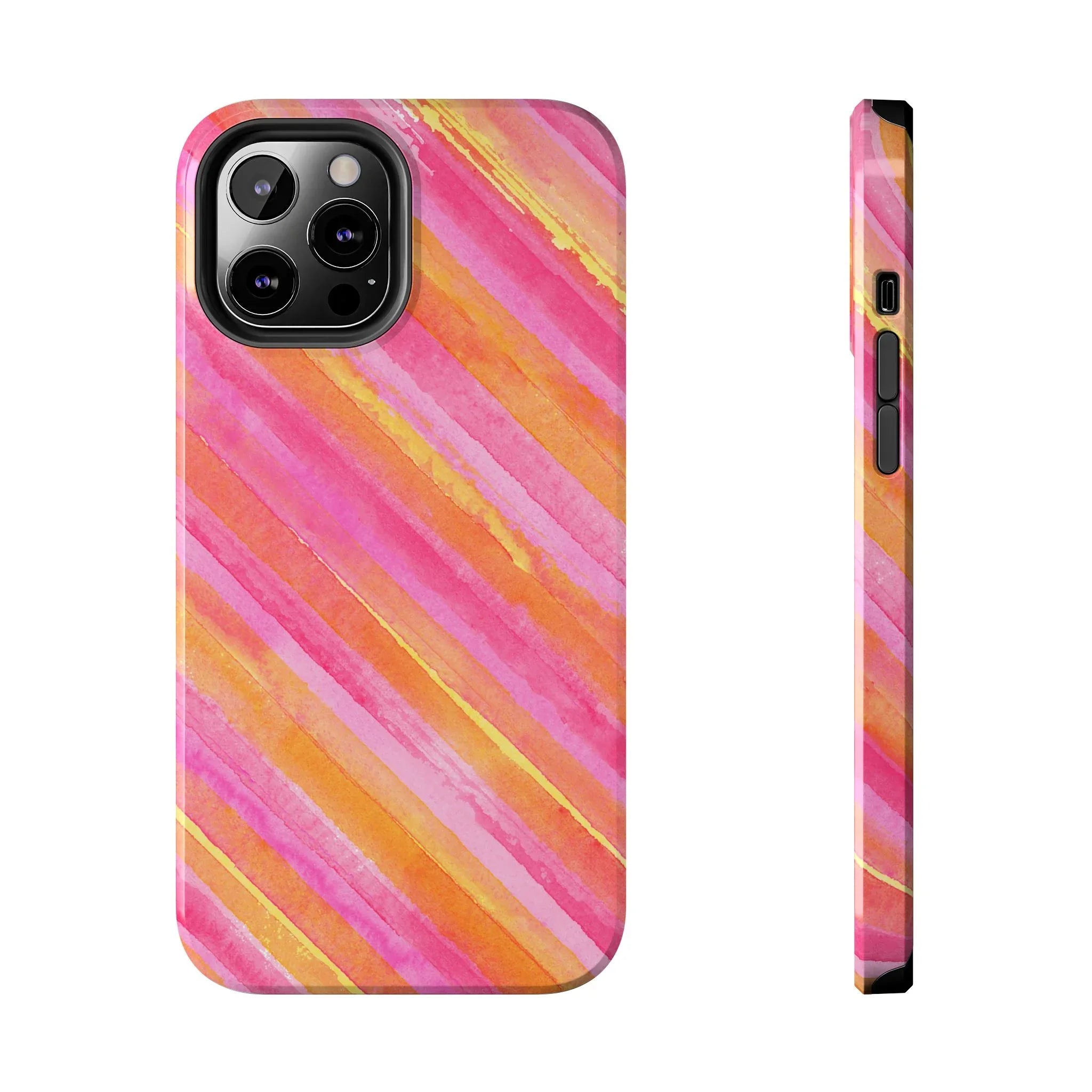 Pink Lemon Stripes Phone Case (Apple & Android) - Pink Sweetheart