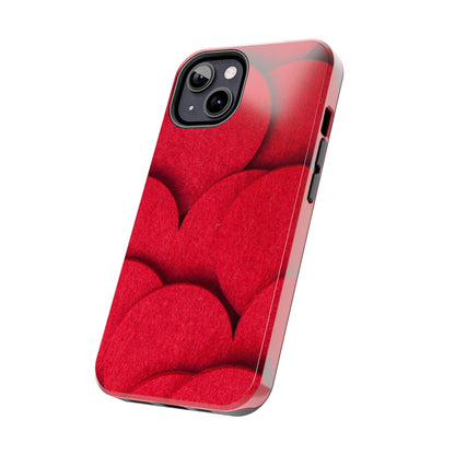 Big Red Felt Hearts Phone Case