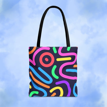 Neon Doodle Swirls Tote Bag