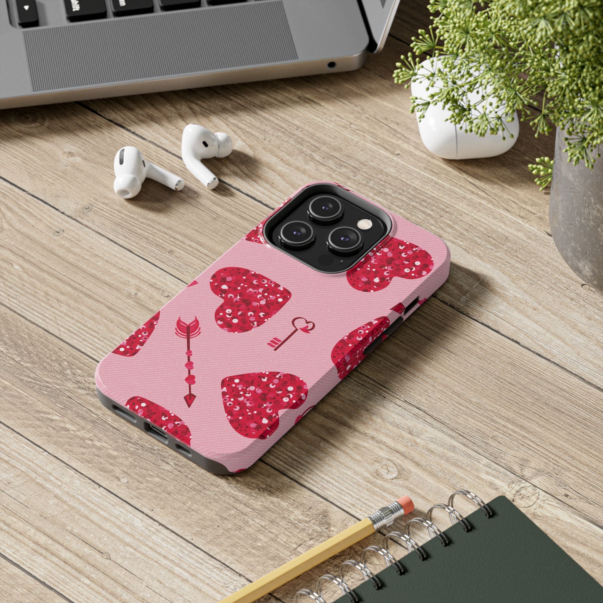 Sparkling Red Hearts Phone Case (Apple & Android)