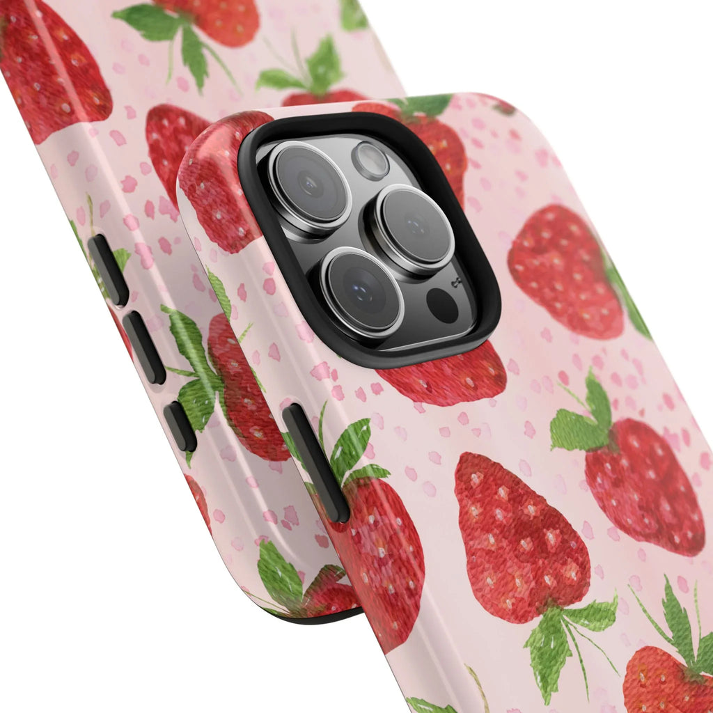 Cute Strawberries Phone Case (Apple & Android) - Pink Sweetheart