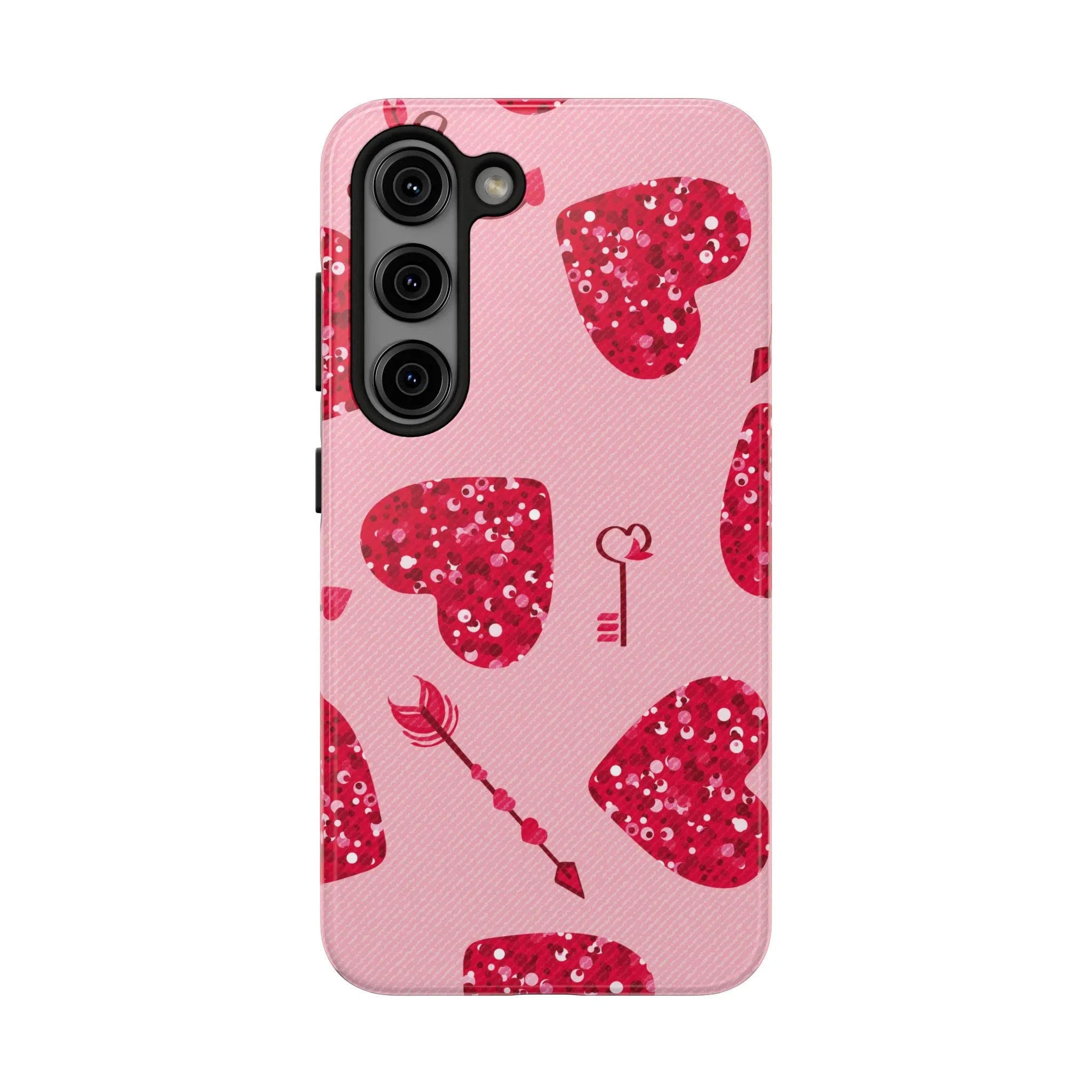Sparkling Red Hearts Phone Case (Apple & Android) - Pink Sweetheart