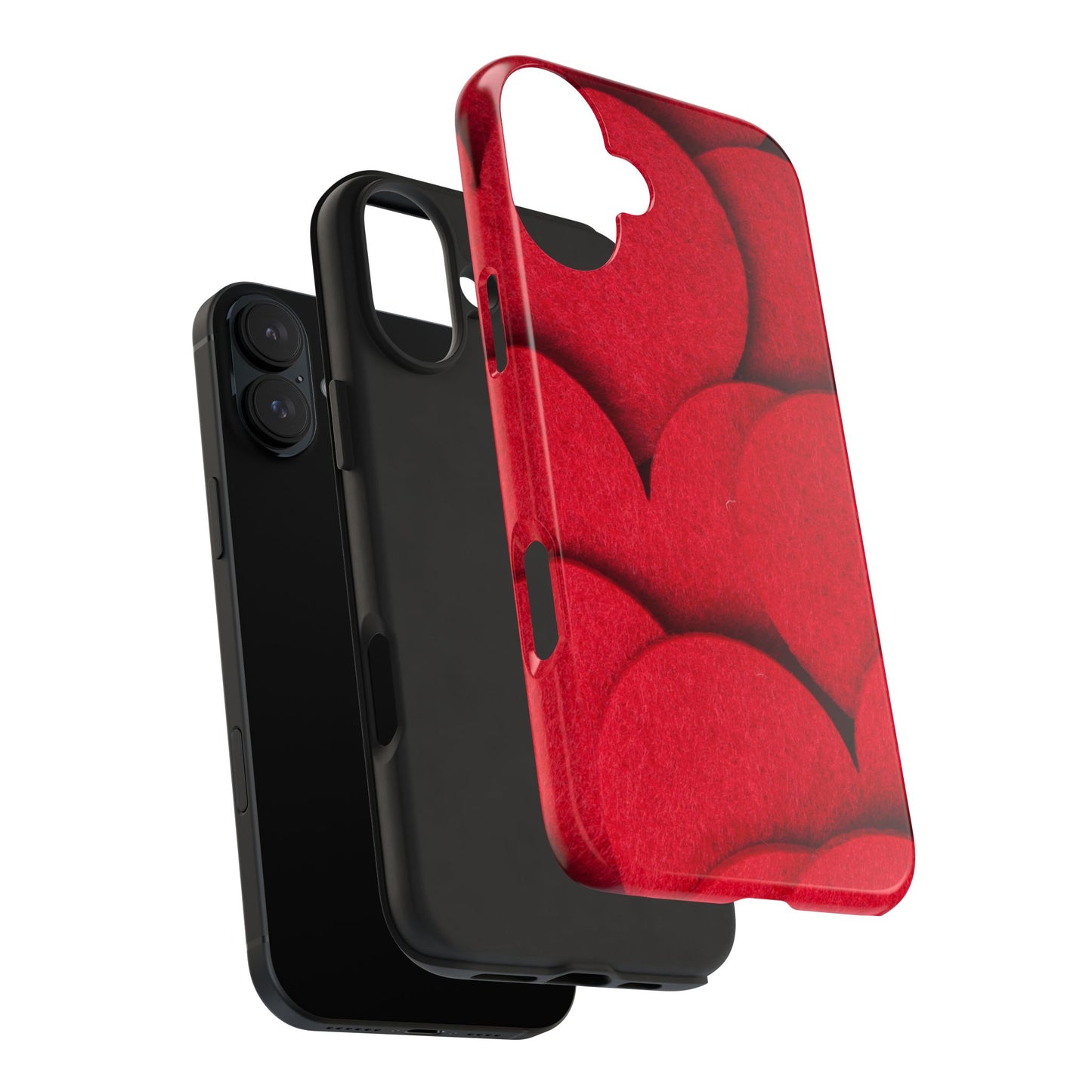 Big Red Felt Hearts Phone Case