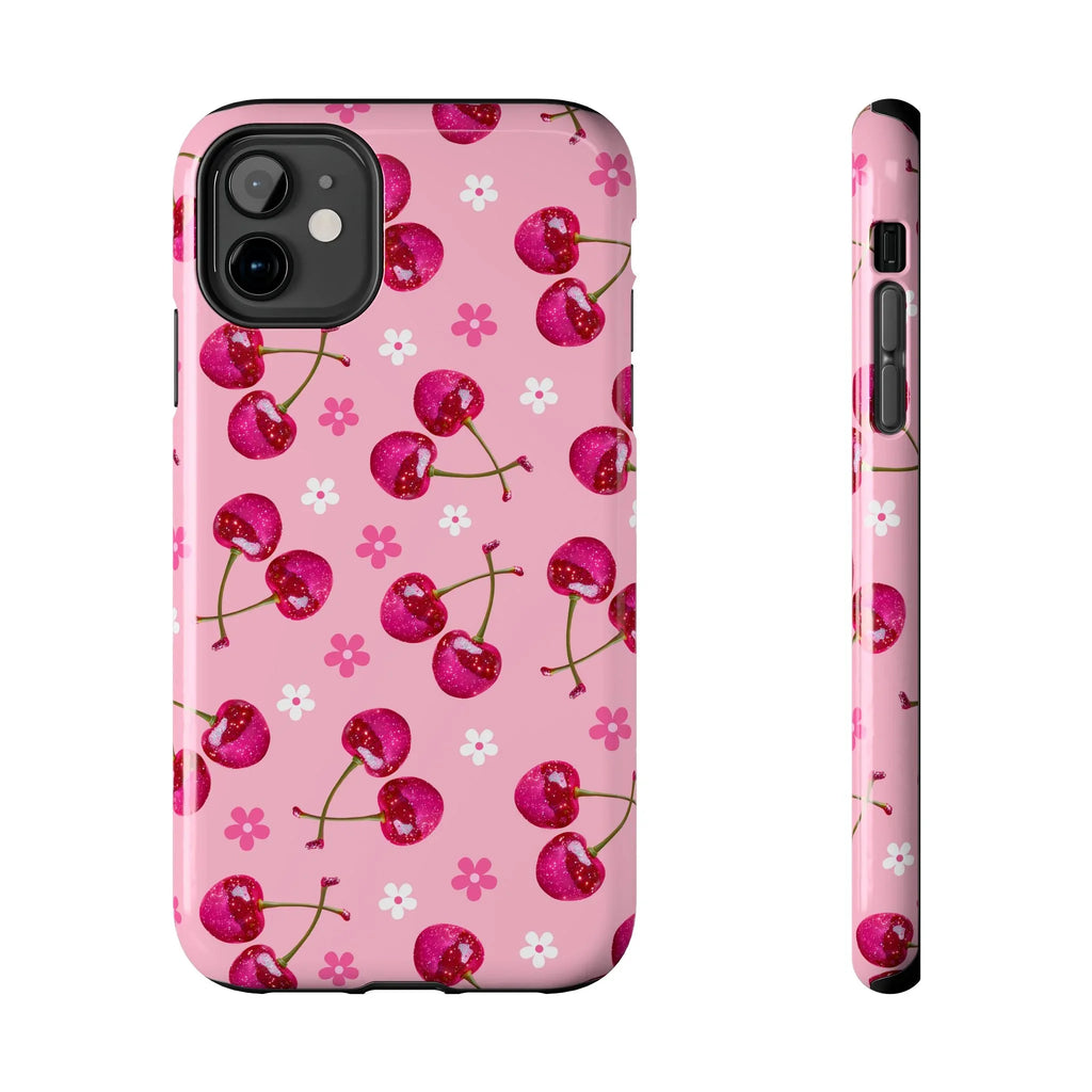 Pink Cherry Sparkle Pattern Tough Phone Case (Apple & Android) - Pink Sweetheart