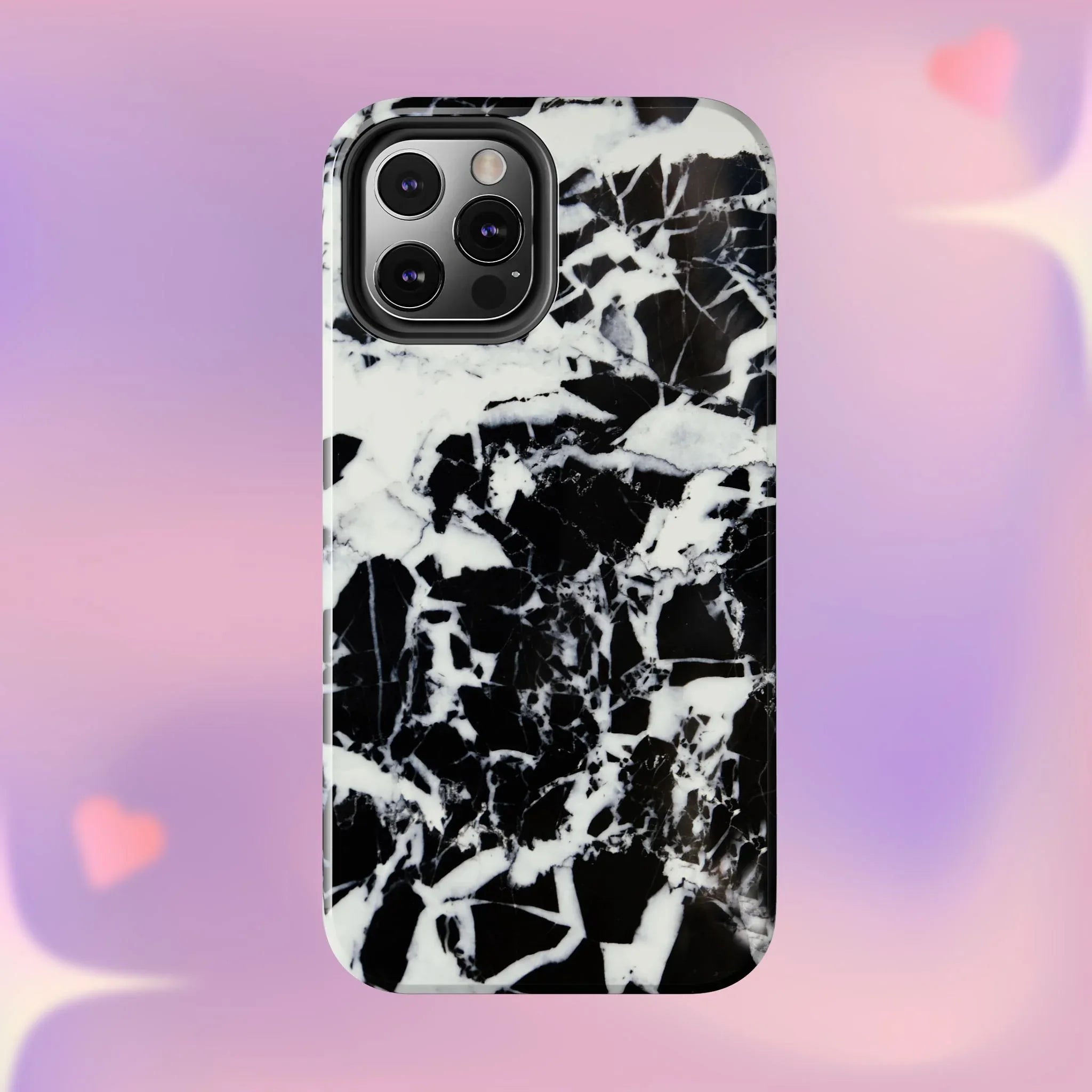 Black & White Shattered Phone Case (Apple & Android) - Pink Sweetheart