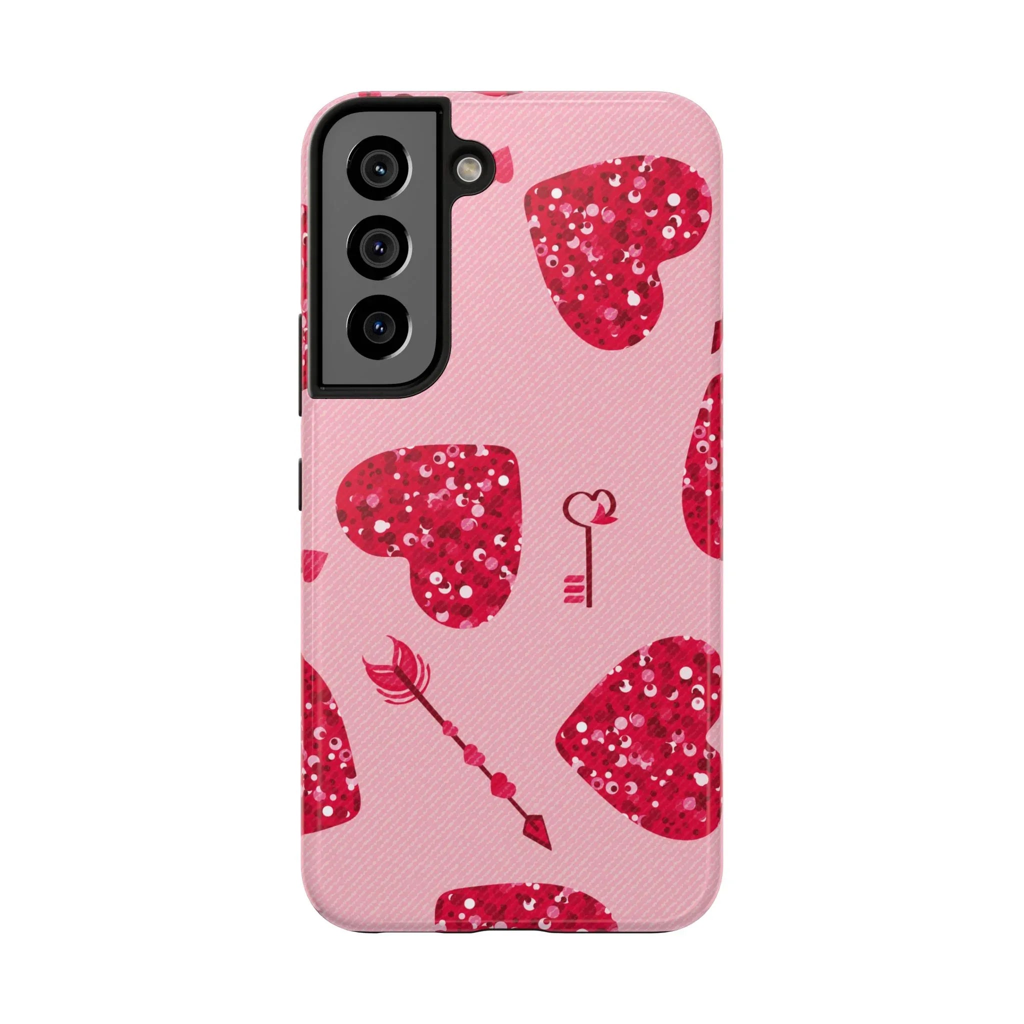 Sparkling Red Hearts Phone Case (Apple & Android) - Pink Sweetheart