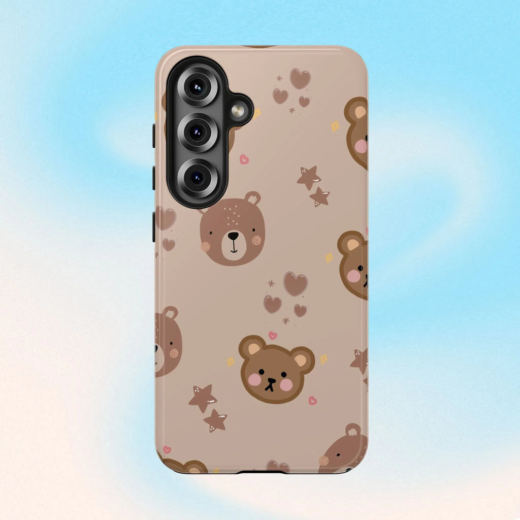 Boho Brown Bear Phone Case (Apple & Android) - Pink Sweetheart