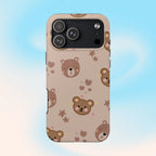 Boho Brown Bear Phone Case (Apple & Android) - Pink Sweetheart