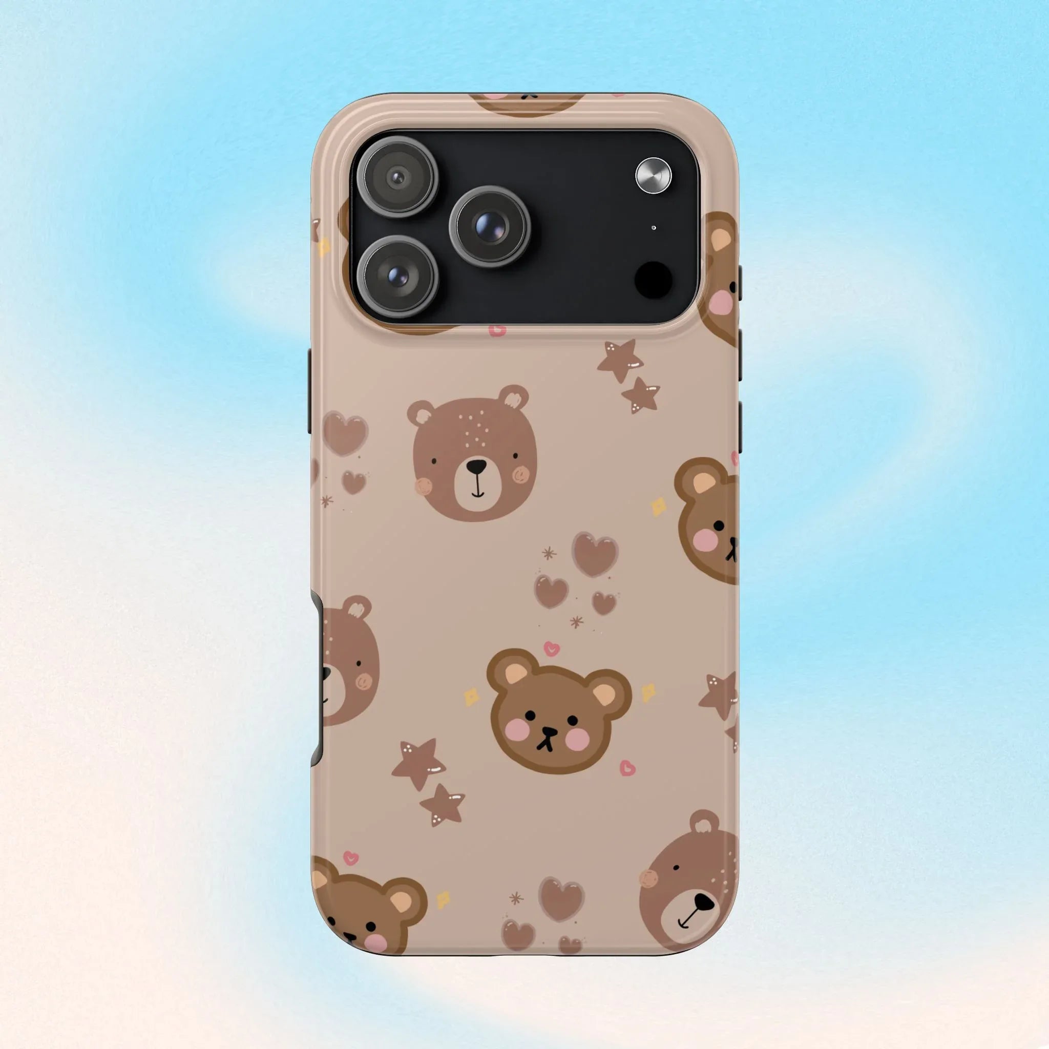 Boho Brown Bear Phone Case (Apple & Android) - Pink Sweetheart