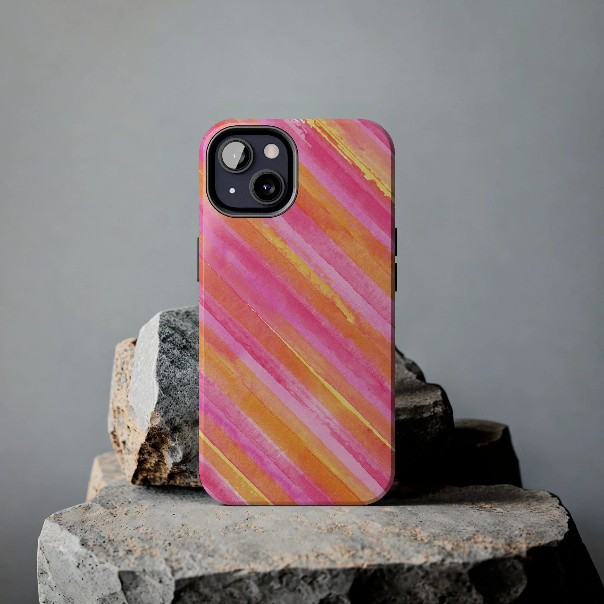 Pink Lemon Stripes Phone Case (Apple & Android) - Pink Sweetheart
