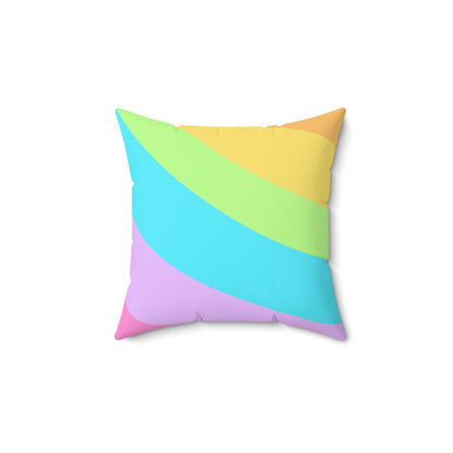 Neon Rainbow Swirl Square Pillow