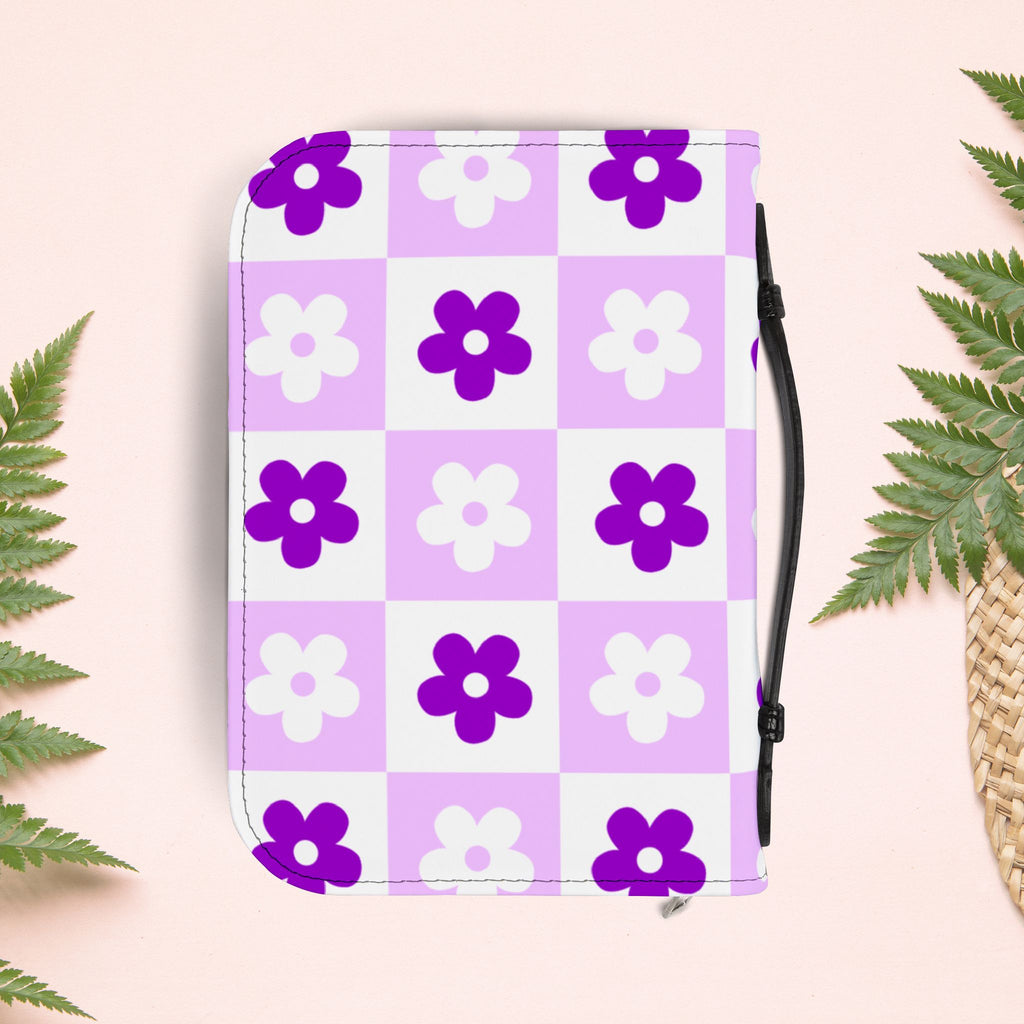 Checkered Orchid Floral Book Cover