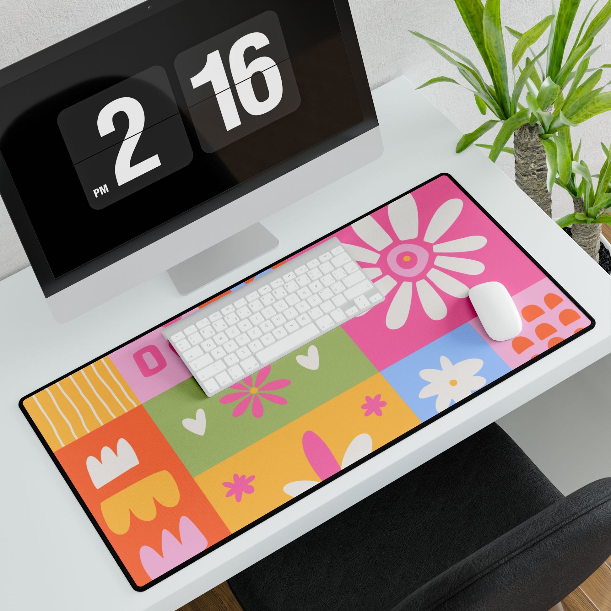 Kawaii Floral Print Desk Mat