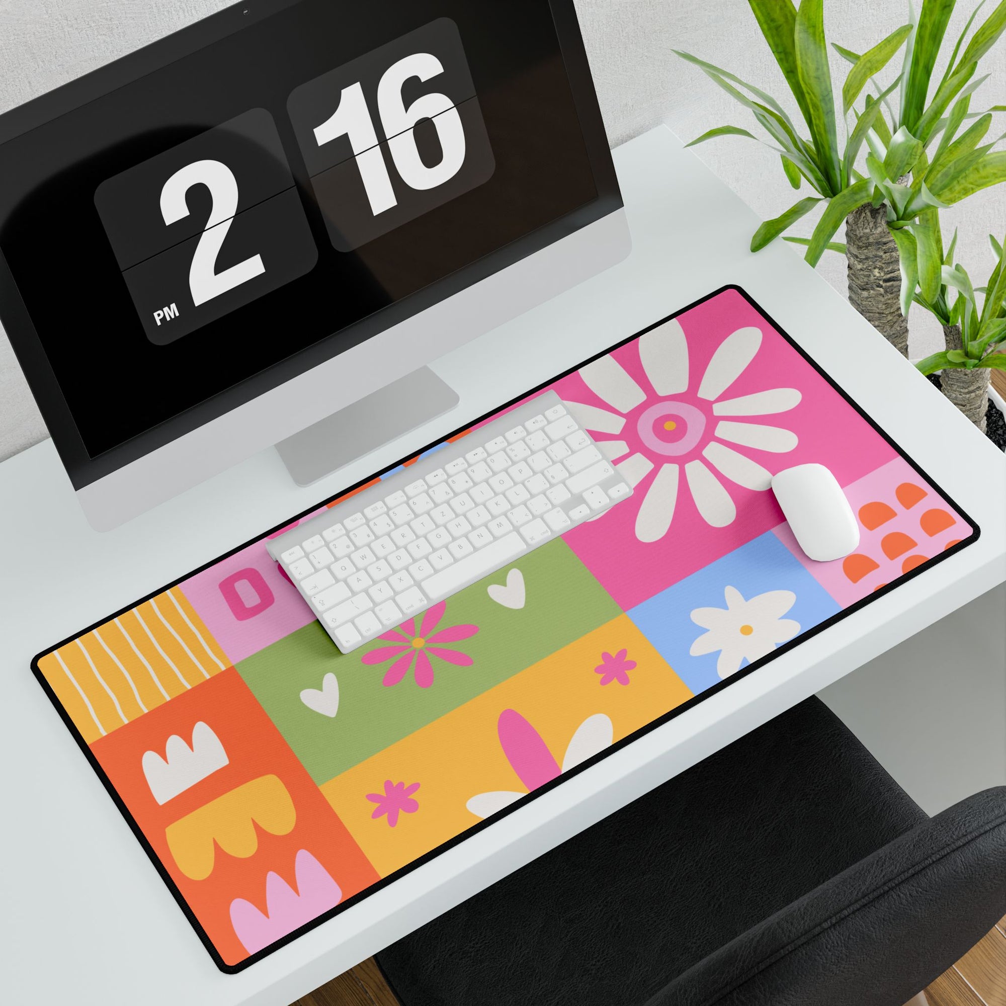 Kawaii Floral Print Desk Mat