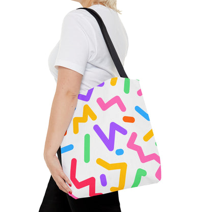 Colorful Doodle Zig Zags Tote Bag