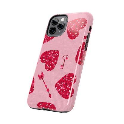 Sparkling Red Hearts Phone Case