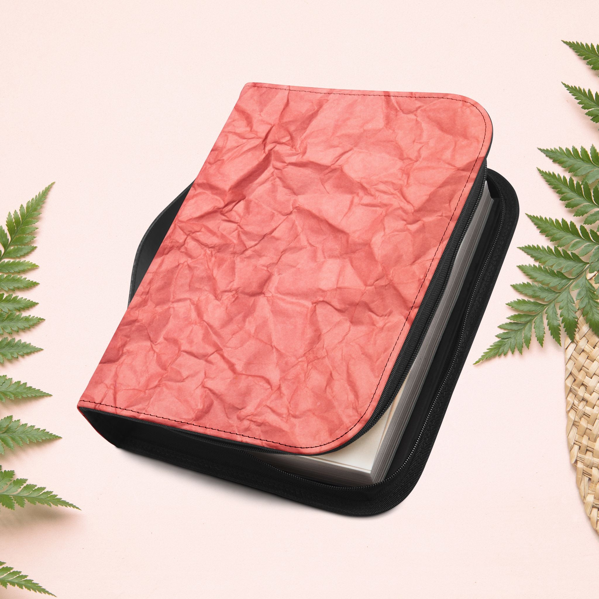 Wrinkled Red Coral Paper Book Cover