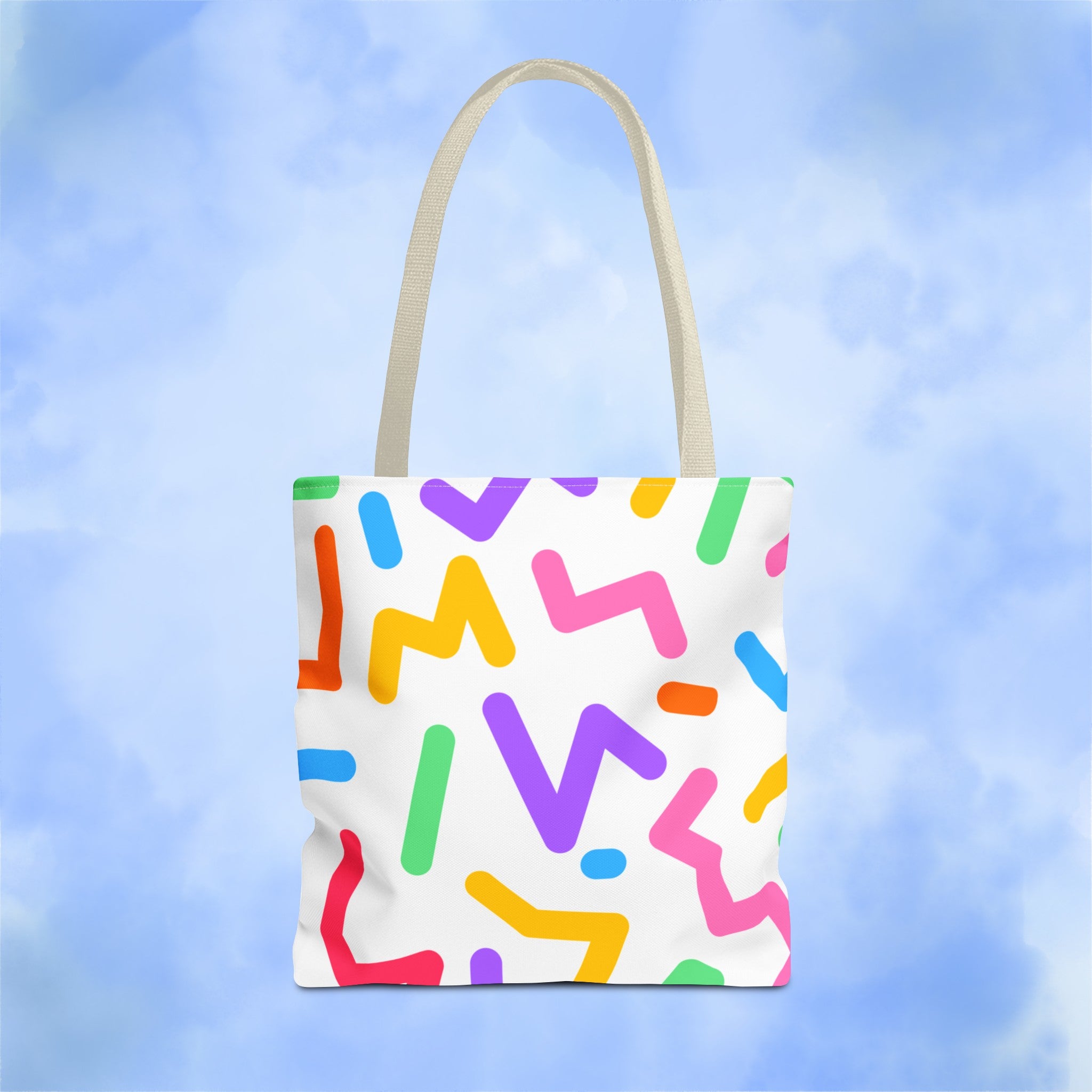 Colorful Doodle Zig Zags Tote Bag