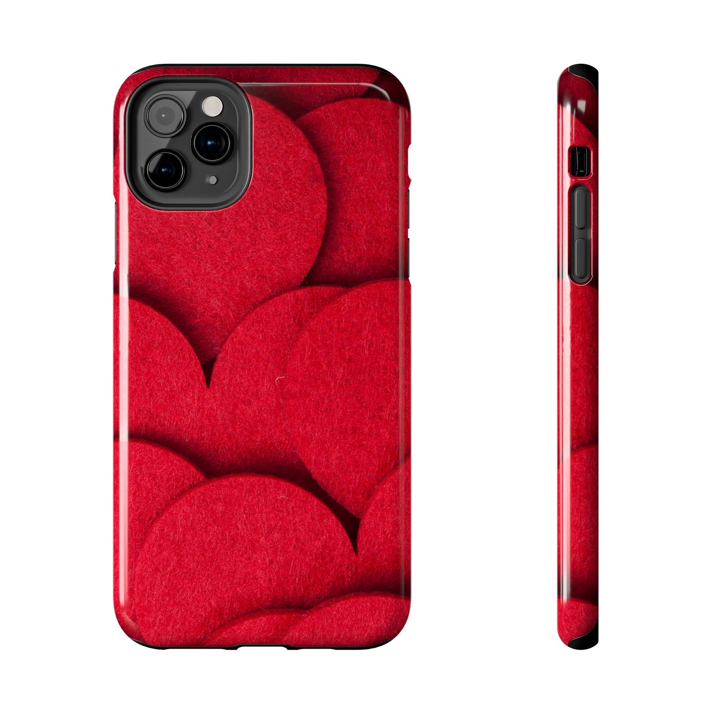 Big Red Felt Hearts Phone Case