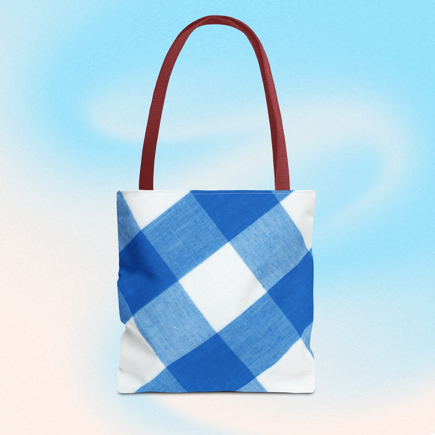 Chic Blue Gingham Tote Bag