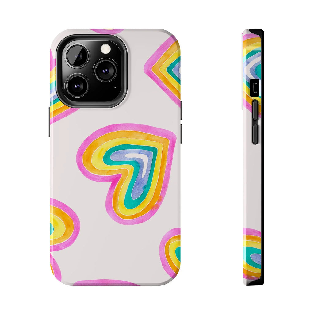 Rainbow Hearts Phone Case (Apple & Android) - Pink Sweetheart