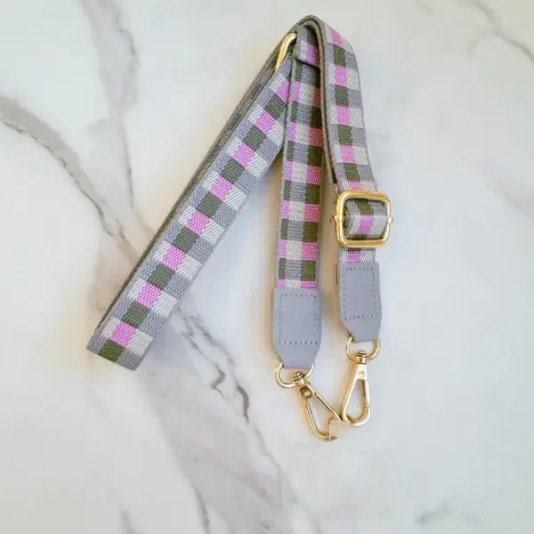 Checkered Crossbody Phone Lanyard - Pink Sweetheart