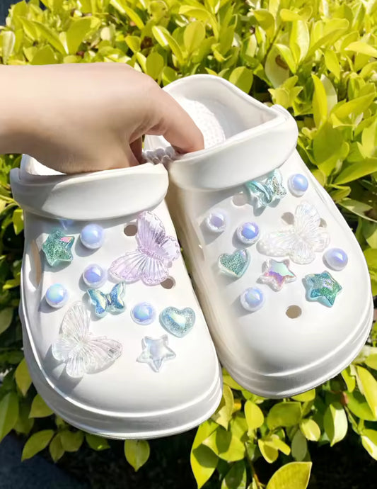 Frosty Butterfly Blue Clog Charms Set
